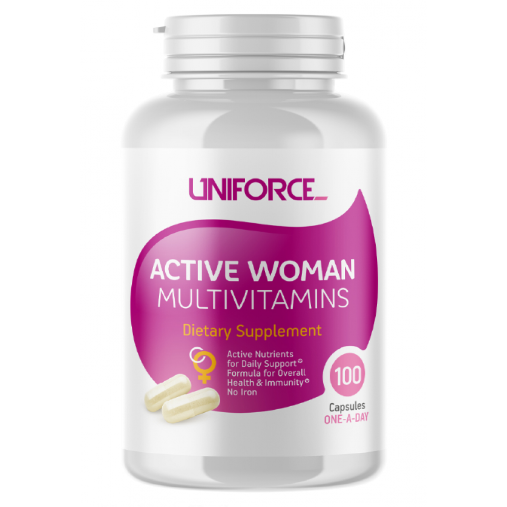 Мультивитамины для женщин,  Active woman, Uniforce 100 капсул